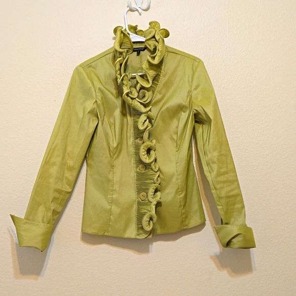 Samuel Dong chartreuse  blouse size small. - Picture 1 of 10